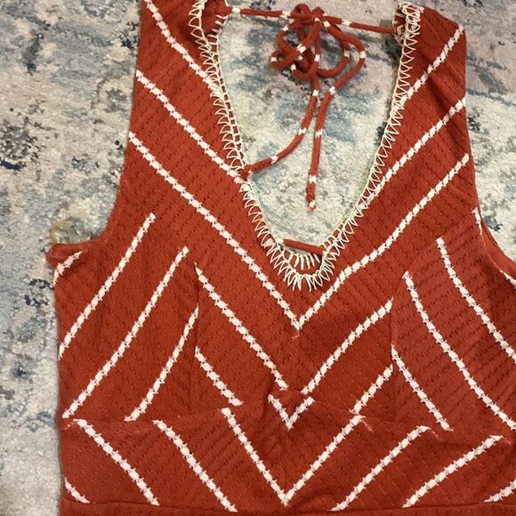 Bohemian Red Orange Striped Tank Dress - Picture 4 of 10